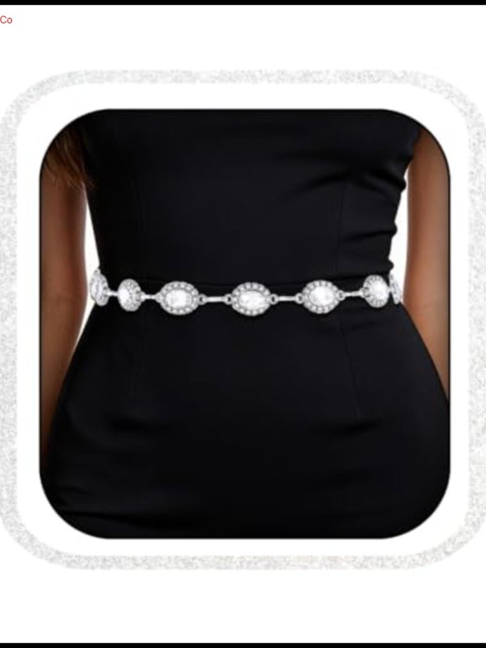 Rhinestone Chain Belt Adjustable Formal Dress Waist Belt